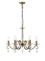 Arena 60cm Pendant WITHOUT SHADE, 6 Light E14, Antique Brass/Clear Crystal