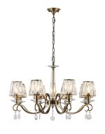 Arena 75cm Pendant, 8 Light E14, Antique Brass/Clear Crystal Shade (A)