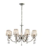 Arena 75cm Pendant, 8 Light E14, Polished Nickel/Clear Crystal Shade (A)