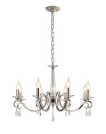 Arena 72cm Pendant WITHOUT SHADE, 8 Light E14, Polished Nickel/Clear Crystal