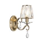 Arena Wall Lamp, 1 Light E14, Antique Brass/Clear Crystal Shade (A)