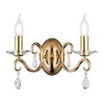 Arena Wall Lamp WITHOUT SHADE, 2 Light E14, French Gold/Clear Crystal