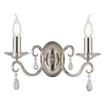 Arena Wall Lamp WITHOUT SHADE, 2 Light E14, Polished Nickel/Clear Crystal