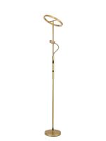 Calido 2 Light Floor Lamp, 20+5W LED, 3000-6000K Touch Dimmable/Remote Control, 2300lm, Painted Satin Gold, 3yrs Warranty