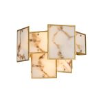 Houlte Switched Wall Light Faux Alabaster, 2 x E14, Gold/Brown