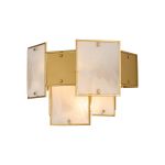 Houlte Switched Wall Light White Alabaster Glass & Metal, 2 x E14, Gold/White Frosted