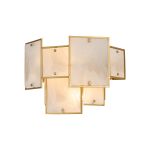 Houlte Switched Wall Light White Alabaster Glass, 2 x E14, Gold/White Frosted