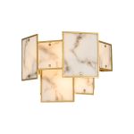 Houlte Switched Wall Light Faux Alabaster, 2 x E14, Gold/Grey