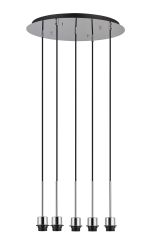 Carrie 45cm Polished Chrome 5 Light Round E27 Universal Pendant (FRAME ONLY), Suitable For A Vast Selection Of Shades