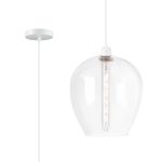 Cawdor Single Pendant, 1 Light E27, Matt White/Clear Wine Glass