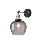 Cawdor Wall Light, 1 Light E27, Polished Chrome/Black/Smoke Wine Glass