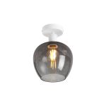 Cawdor Flush Fitting, 1 Light E27, Matt White/Smoke Wine Glass
