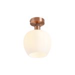 Cawdor Flush Fitting, 1 Light E27, Antique Copper/Opal Wine Glass