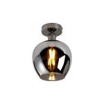 Cawdor Flush Fitting, 1 Light E27, Black Chrome/Chrome Wine Glass