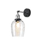 Cawdor Wall Light, 1 Light E27, Polished Chrome/Black/Clear Wine Glass