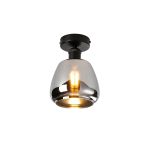 Cawdor Flush Fitting, 1 Light E27, Matt Black/Chrome Plated Jar Glass