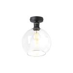Cawdor Flush Fitting, 1 Light E27, Pewter/Dark Grey/Clear Globe Glass