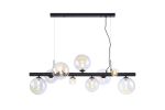 Monza Linear Pendant, 9 x G9, Satin Black, Iridescent Plated Glass