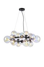 Monza 70cm Circular Pendant, 16 x G9, Satin Black, Iridescent Plated Glass