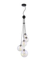 Monza 27cm Pendant, 5 x G9, Satin Black, Iridescent Plated Glass