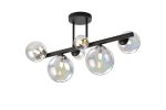 Monza Semi Flush Ceiling Light, 6 x G9, Satin Black, Iridescent Plated Glass