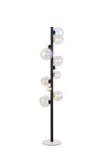 Monza Floor Lamp, 11 x G9, Satin Black, Iridescent Plated Glass