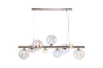Monza Linear Pendant, 9 x G9, Satin Nickel, Iridescent Plated Glass