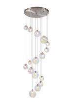 Monza 60cm Pendant, 16 x G9, Satin Nickel, Iridescent Plated Glass