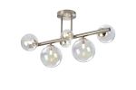Monza Semi Flush Ceiling Light, 6 x G9, Satin Nickel, Iridescent Plated Glass