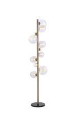 Monza Floor Lamp, 11 x G9, Satin Nickel, Iridescent Plated Glass