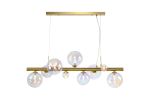 Monza Linear Pendant, 9 x G9, Satin Gold, Iridescent Plated Glass