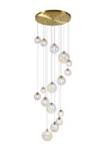 Monza 60cm Pendant, 16 x G9, Satin Gold, Iridescent Plated Glass