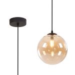 Monza 18cm Single Pendant, 1 x G9, Satin Black/Amber Plated