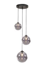 Monza 31cm Round Pendant, 3 x G9, Satin Black/Smoke Plated