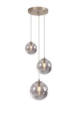 Monza 31cm Round Pendant, 3 x G9, Satin Nickel/Smoke Plated