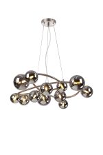Monza 90cm Twisted Pendant, 12 x G9, Satin Nickel, Chrome Plated Glass