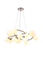 Monza 90cm Twisted Pendant, 12 x G9, Satin Nickel, Opal Glass