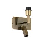 Clara Wall + Reading Light with USB-C + USB-A Socket, 1 x E27 + 3W LED, 3000K, 270lm, Individually Switched, Antique Brass, 3yrs Warranty