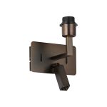 Clara Wall + Reading Light with USB-C + USB-A Socket, 1 x E27 + 3W LED, 3000K, 270lm, Individually Switched, Matt Bronze, 3yrs Warranty