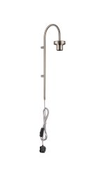 Zenth 50cm Satin Nickel Curved 1 Light E27 Switched/Touch Dimmer Wall Light With Plug (FRAME ONLY)
