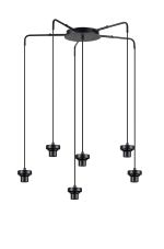 Zenth Satin Black 6 Light E27 Round Multiple Spider Pendant Extendable Diameter (FRAME ONLY) (MAX 2.5KG SHADE)