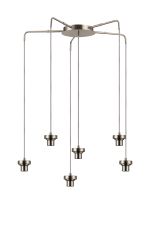 Zenth Satin Nickel 6 Light E27 Round Multiple Spider Pendant Extendable Diameter (FRAME ONLY) (MAX 2.5KG SHADE)