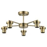 Zenth 51cm Antique Brass 5 Light Downward Semi Ceiling (FRAME ONLY)