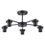 Zenth 51cm Satin Black 5 Light Downward Semi Ceiling (FRAME ONLY)