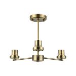 Zenth 44cm Antique Brass 3 Light Upward Semi Ceiling (FRAME ONLY)