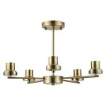 Zenth 52cm Antique Brass 5 Light Upward Semi Ceiling (FRAME ONLY)