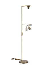 Zenth Antique Brass 1 Light E27 + Reading 1 Light GU10, 155cm Downward Floor Lamp Without Shade,