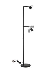 Zenth Satin Black 1 Light E27 + Reading 1 Light GU10, 155cm Downward Floor Lamp Without Shade,