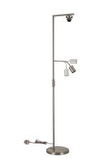 Zenth Satin Nickel 1 Light E27 + Reading 1 Light GU10, 155cm Downward Floor Lamp Without Shade,