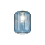 Zenth 20x25.5cm Petrol Blue Ribbed Cylinder Glass (P), Shade